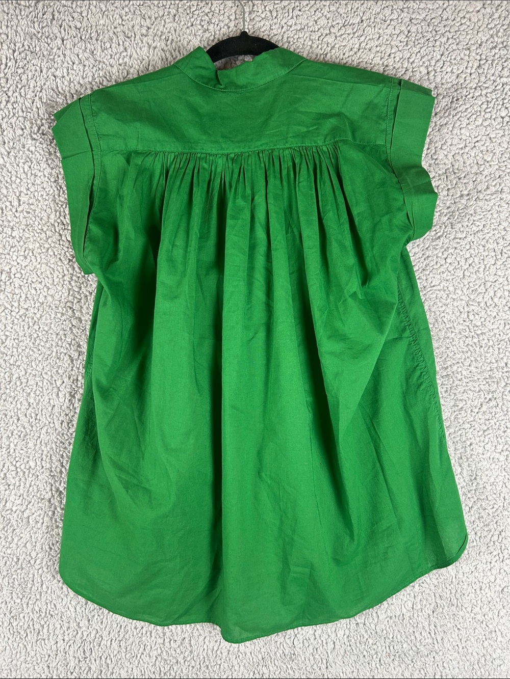A Shirt Thing Relaxed Flowy Style Frayed Ruffles Green Cotton Top Size S - Picture 13 of 15